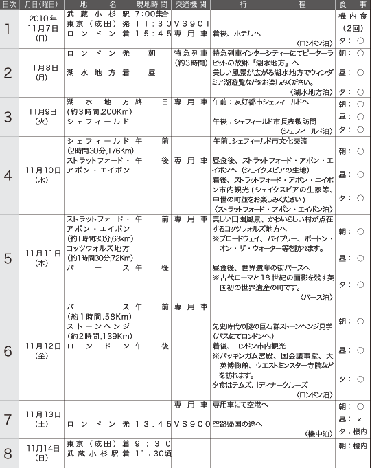 日程表